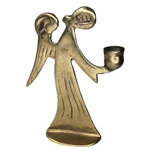 Brass Angel Candleholder  6" Vintage Candle Holder Candlestick
